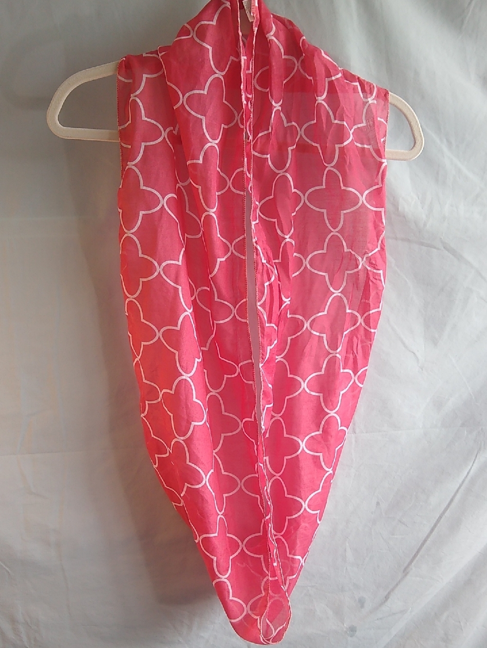 Pink Geometric Sheer Hoop Scarf